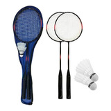 Kit 2 Raquetes E 2 Petecas Badminton C/ Bolsa