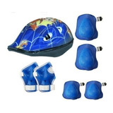 Kit Proteção Infantil Capacete Bike Skate Patins Azul
