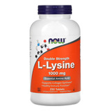 L-lysine Now Foods 1000mg L-lisina 250 Tabs Sabor Sem Sabor