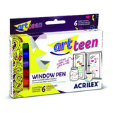 Marcador Para Vidro Window Pen Art Teen Com 6 - Acrilex