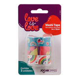 Washi Tape Love Is Love Arco-íris 3m X 15mm 3un Jocar Office