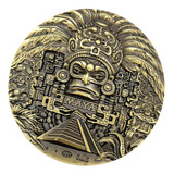 .. 80mm Dia Maia Asteca Verde Bronze Moeda Medalhão Art