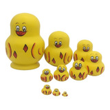 . 10 Peças De Babushka De Madeira Boneca Russa Pintada À