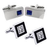 . 2 Pares De Quadrada De Abotoaduras Masculinas Retangulares