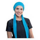 * Turbante Azul Turquesa+ Trança Larga Azul Turquesa: Quimio