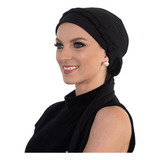 * Turbante Preto Com Trança Simples: Quimio E Alopecia
