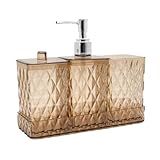 - Kit Banheiro Kit Lavabo Glamour 4 Peças Organizador De Utensílios De Banheiro E Lavabo Luxo Saboneteira Líquida - Saboneteira - Porta Algodão - Porta Escova De Dentes - -Cobre-