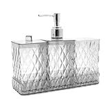 - Kit Banheiro Kit Lavabo Glamour 4 Peças Organizador De Utensílios De Banheiro E Lavabo Luxo Saboneteira Líquida - Saboneteira - Porta Algodão - Porta Escova De Dentes - -Cristal-