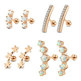 (1 Peça) Piercing Cluster Aço Ouro Rosé Helix Conch