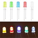 -100 Peças- MCIGICM Diodos De Luz LED De 5 Mm- Kit Sortido De Circuito De LED Para Experimento De Projeto De Ciência -multicolorido - 5 Cores-
