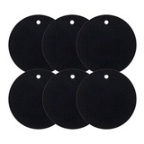 (6) Descanso De Panela Em Silicone, Redondo 18 Cm Preto Weck