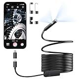 -Lente Dupla- Câmera Endoscópica Com Luz- Boroscópio HD 1920p Com 8-1 Luzes LED Ajustáveis- Câmera De Inspeção De Cordão De Cobra Semirrígida IP67 à Prova D-água De 4-5 M Para IPhone- IPad E Android