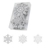 (s) Enfeites De Floco De Neve Plastic Glitter Snow- Flake