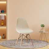 01 Capa De Cadeira Eiffel Eames Sala Quarto Malha Premium Cor Creme Palha Desenho Do Tecido Liso