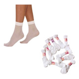 01 Par De Meia Fina Soquete Clássica Fio20 Elegante Promoção