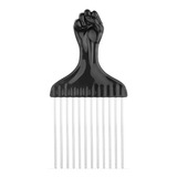 01 Pente Garfo Aço Afro Black Power Dentes De Aço