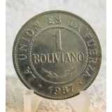 01x Moeda Bolivia 1 Boliviano 1987