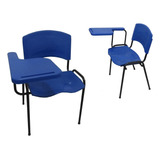 02 Cadeira Universitária Plástica Azul C/ Prancheta S/ Cesto
