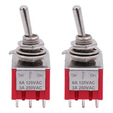 02 Chaves Mini Toggle Switch Dpdt On-off-on Para Pedais