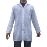02 Jaleco Longo 3/4 Manga Longa De Oxford Branco Avental