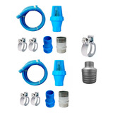 02 Kit Mangote 5m 1 Pol E 10m 1.1/2 C/ Espigão Metal Sucção