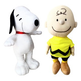 02 Pelúcias Snoopy E Charlie Brow Jr 35cm Antialérgicos
