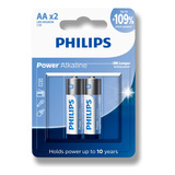 02 Pilhas Bateria Aa Philips Pequena
