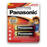 02 Pilhas Baterias Aa Alcalina Panasonic