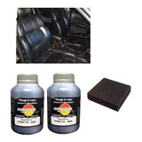 02 Tinta P/ Couro Preto Restaurar Banco Carro Sofá 250 Ml