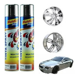 02 Tinta Spray Cromado Automotiva Moto Carro Roda Chapas 