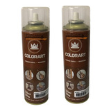 02 Tinta Spray Verniz Brilhante Para Madeira Colorart 300 Ml
