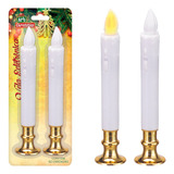 02 Velas Castiçal Decorativa Mesa Luz