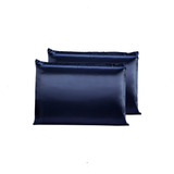 02 Fronhas De Cetim Anti Frizz 70cm X 50cm Par Azul Marinho