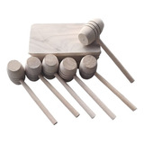 02 Kit Quebrador De Caranguejo 12 Tábuas 12 Martelinho Mdeir