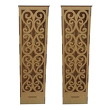 02 Luminarias P Decoração Arabesco 60cm Em Mdf Cru Provençal