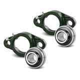 02 Mancal Oval 2 Furos Com Rolamento Ucfl205 Para Eixo 25mm