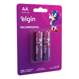 02 Pilhas Baterias Aa 2500mah Elgin Recarregável 2aa 1 2v