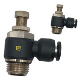 02 Reguladora De Fluxo Pneumática Tubo 6mm X Rosca 3 8 Bsp
