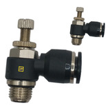 02 Reguladora De Fluxo Pneumática Tubo 8mm X Rosca 1 8 Bsp