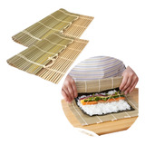 02 Sushi Mat Esteira P Sushi Sudare 27cm Quadrado Bambu