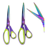 02 Tesouras Multiuso Lamina Titânio Emborrachada 19cm 21cm