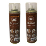 02 Tinta Spray Verniz Brilhante Para Madeira Colorart 300 Ml