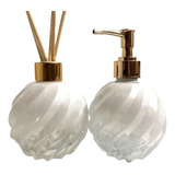 02 Vidros Espiral Degrade Branco Sabonete Difusor