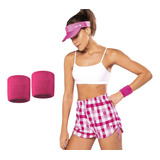 02x Munhequeiras Pulso Toalha Rosa Pink Unissex Academia