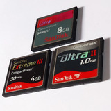 03 Cartões De Memória Sandisk Compact Flash.