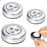03 Lâmpada Luminária Toque 3 Led Armário Parede Teto Sem Fio