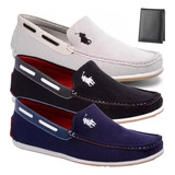 03 Pares Mocassim Casual Dockside Sapatenis Masculino + Cart