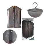 03 Porta Terno Poliéster Com Zíper Preto Capa Roupas Camisas