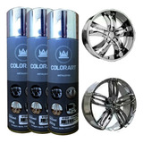 03 Tinta Spray Cromado Automotiva Carro Moto Roda 300ml