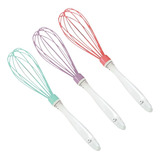 03 Batedor Clara Ovo Fuê Fouet Silicone Bolo Massas Cozinha